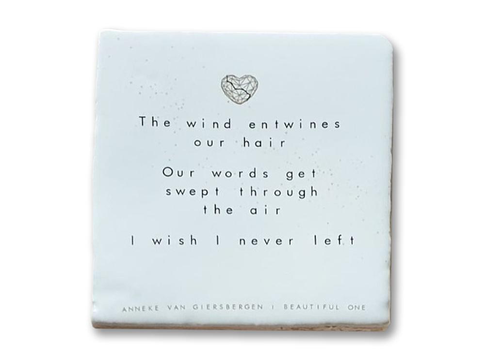 Beautiful One - signed! Light-colored ceramic lyric tile